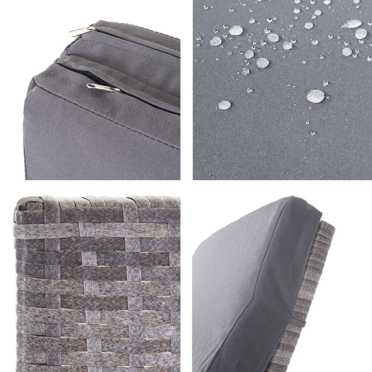 SONNENLIEGE Grau, Grau - Grau, Kunststoff (60/91/205cm) - MCW