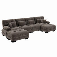 SOFA modular mit beweglichen Ottomans Chenille Brown 5-tlg. - Dunkelgrau, Kunststoff (145/81/406cm) - Meubliv