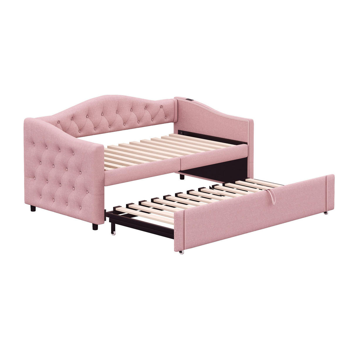 POLSTERBETT 90/200 cm mit USB-Anschluss und Lattenrost in Rosa - Pink, Textil (90/200cm) - BEAOK