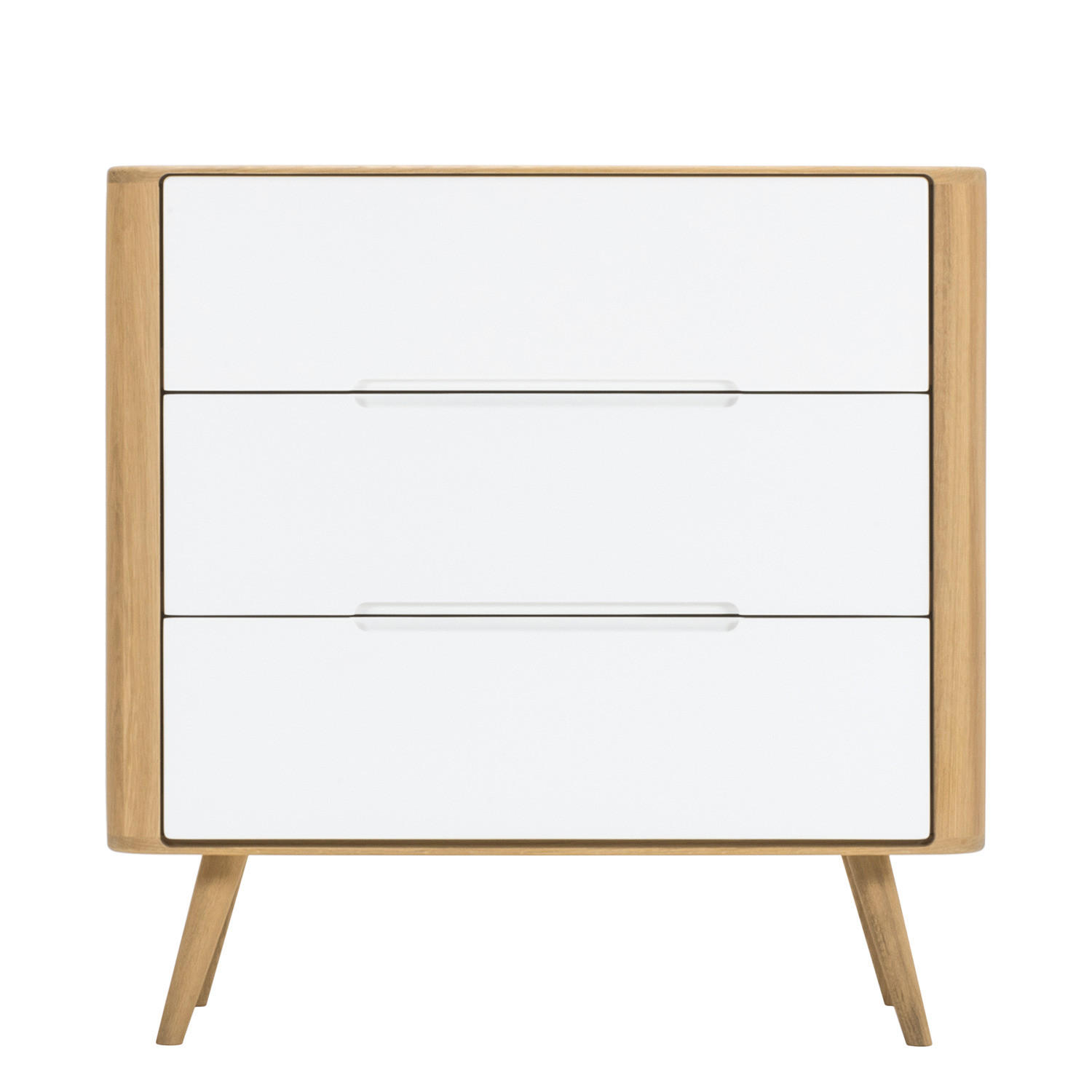 KOMMODE - Wildeiche teilmassiv - Weiß / Wildeiche - Weiß, Holzwerkstoff (90/90/42cm) - home24