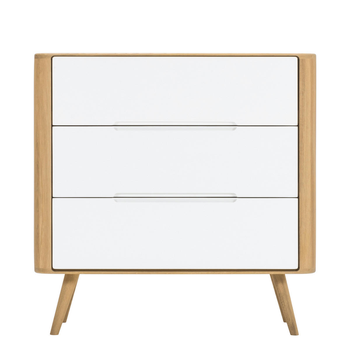 KOMMODE - Wildeiche teilmassiv - Weiß / Wildeiche - Weiß, Holzwerkstoff (90/90/42cm) - home24