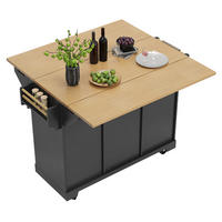 KÜCHENINSEL 120/40/95 cm Schwarz aus MDF und Metall mit klappbarer Tischplatte - Schwarz, Holzwerkstoff (40/95/120cm) - OKMYHOME