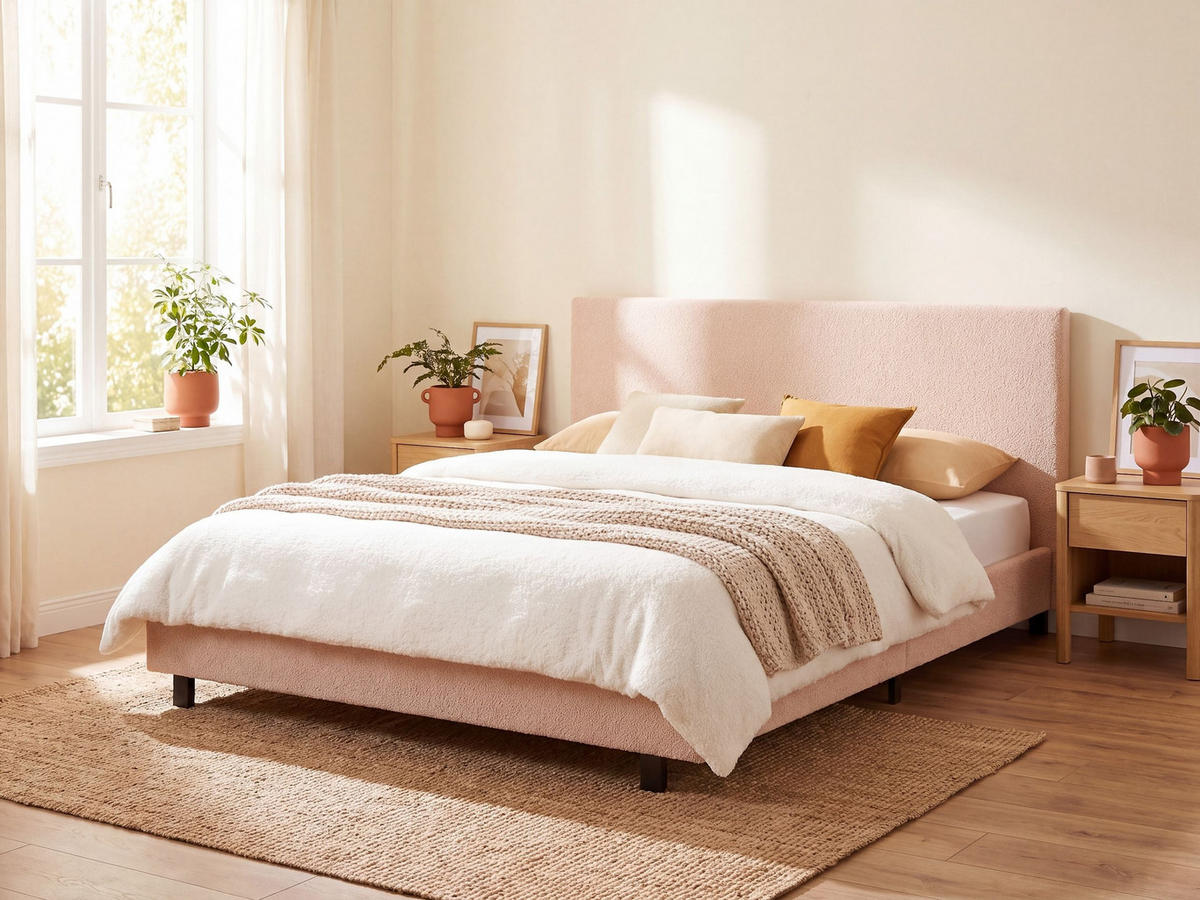 POLSTERBETT mit Lattenrost 180x200 cm Beige Albi - Beige, Textil (180/200cm) - Beliani