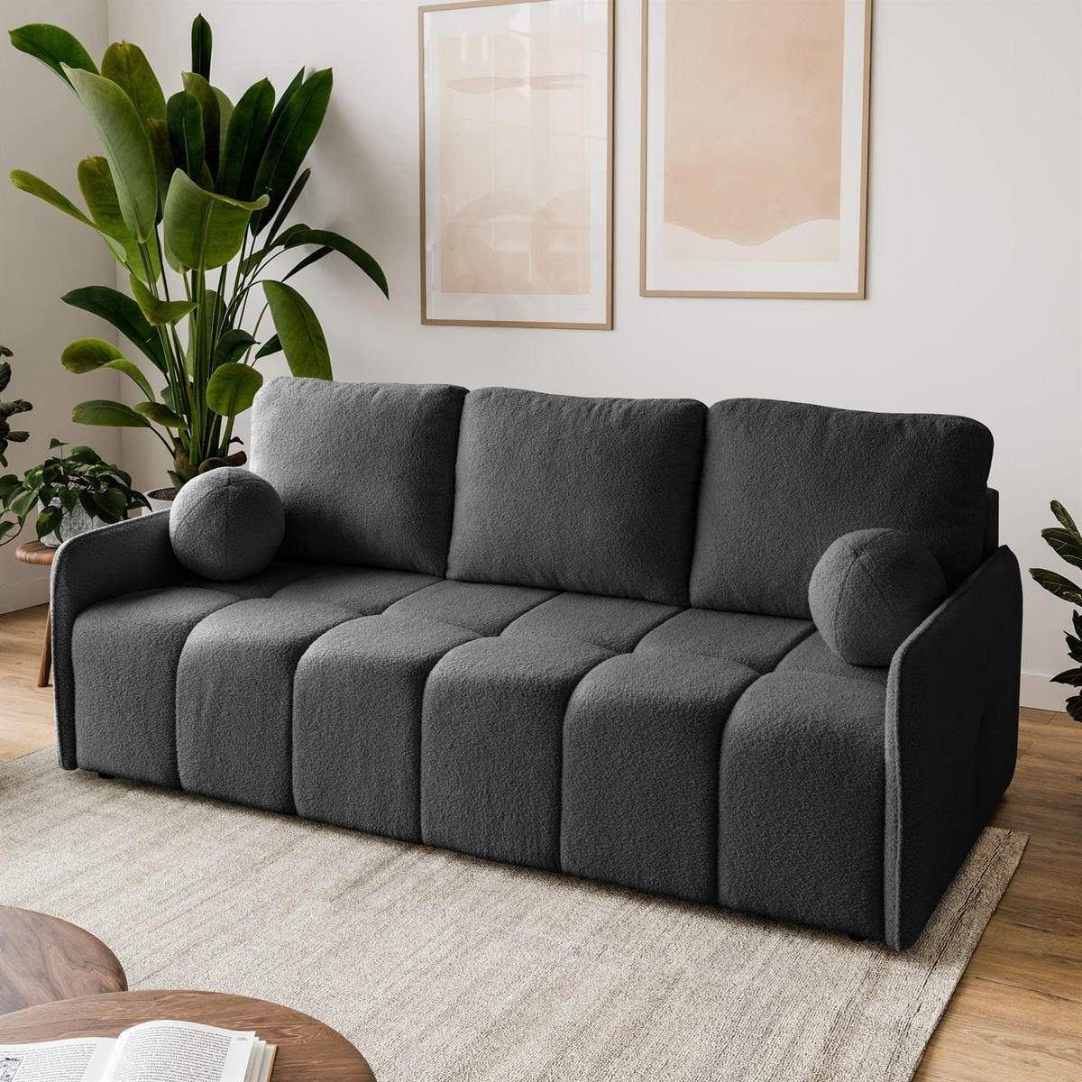 SCHLAFSOFA Morena, zweisitzig, mit Schlaffunktion, Quelle 92 - Dunkelgrau, Textil (207/90/90cm) - Lookway