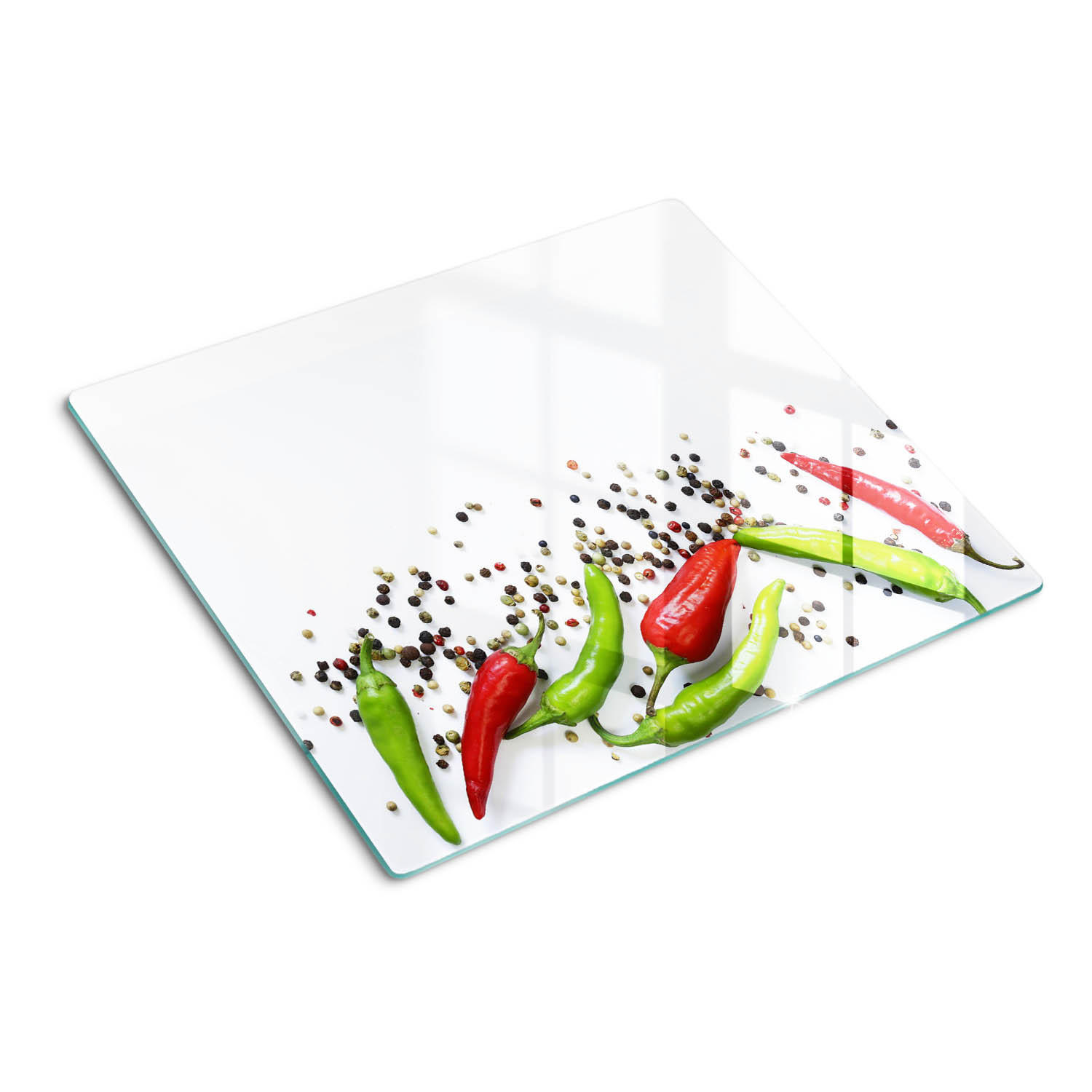 GLASPLATTE 60x52 cm Chilischoten - Multicolor, Glas (60/0.4/52cm) - TULUP