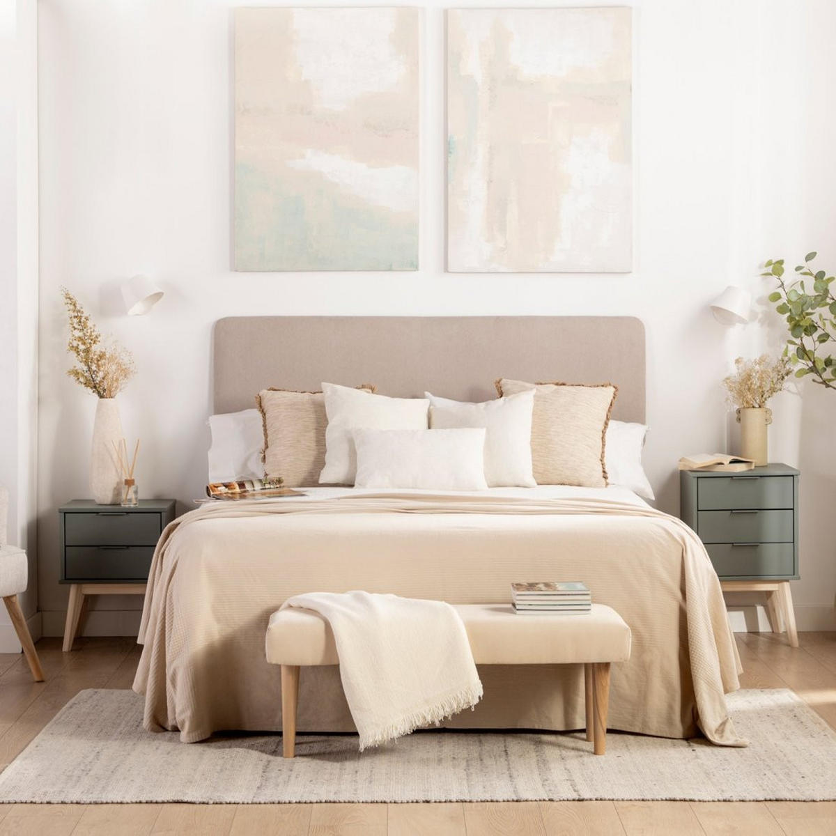 NACHTTISCH 2 SCHUBLADEN Troy Grün 40 cm x 53 cm - Grün, Holzwerkstoff (40/53/35cm) - Klast Home