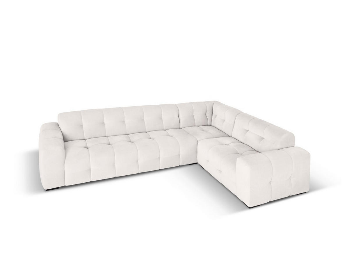 ECKSOFA rechts Kendal aus Samt hellgrau 6 Sitzplätze - Hellgrau, Textil (231/332cm) - Micadoni