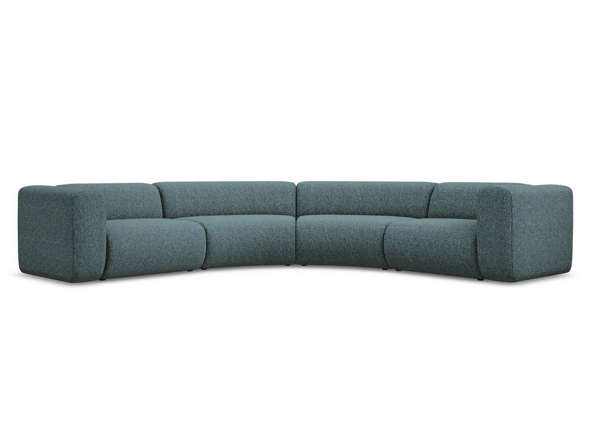 ECKSOFA Strukturstoff Stoff Blau - Blau/Blaugrau, Kunststoff/Textil (318/318cm) - Makamii
