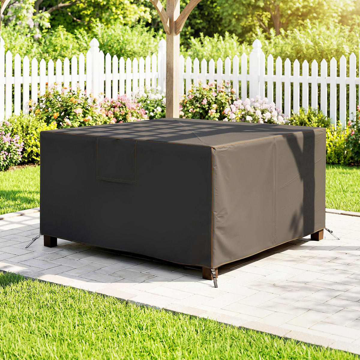 GARTENMÖBEL-ABDECKUNG Oxford-Stoff Schwarz - Schwarz, Textil (125/74/125cm) - Outsunny