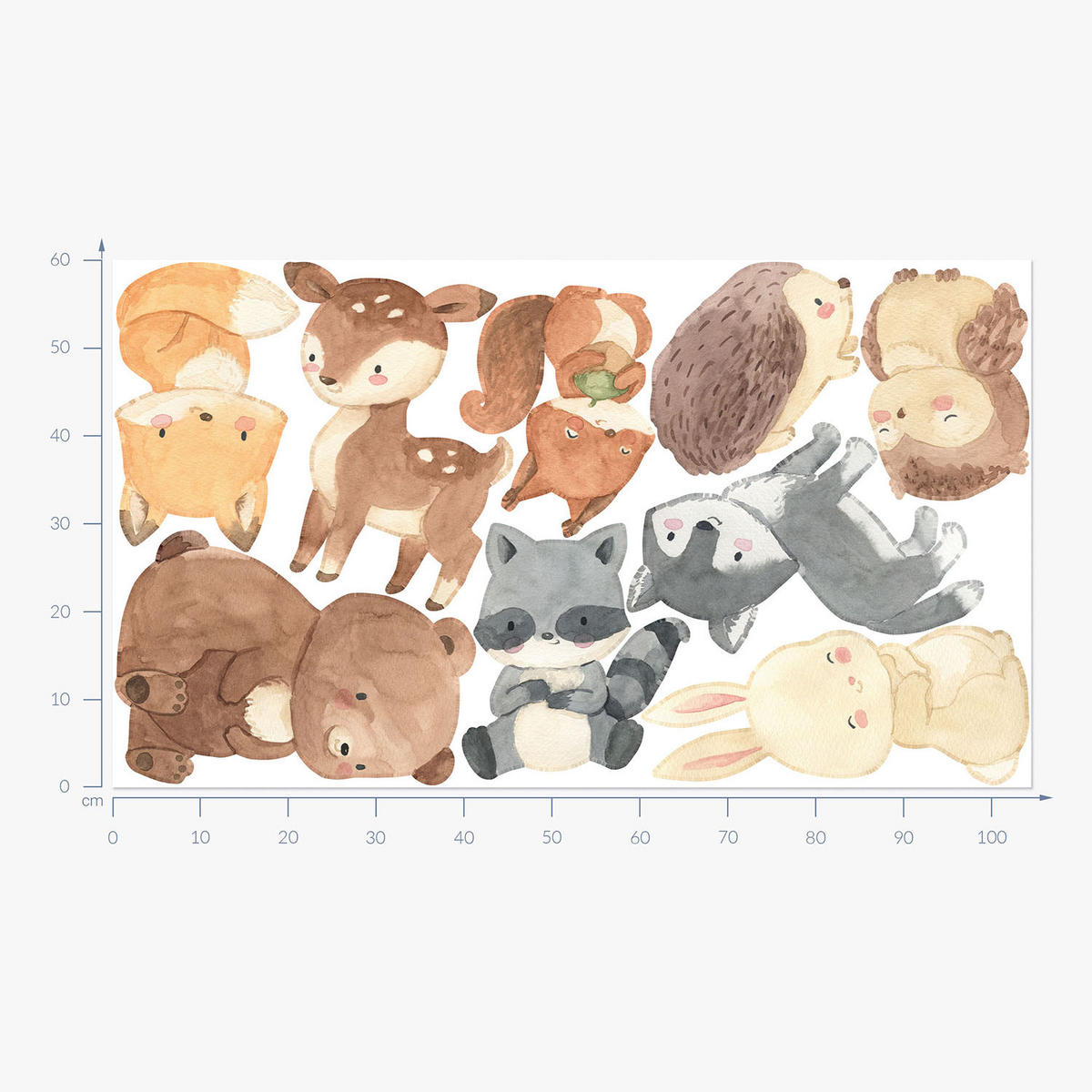WANDAUFKLEBER 60x104cm - Waldtiere - Multicolor, Kunststoff (60/104/0.1cm) - Wallfluent