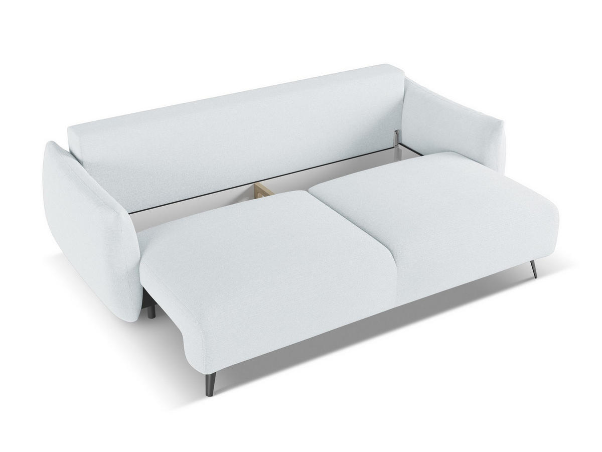 ECKSOFA mit Schlaffunktion Strukturstoff Stoff Blau - Blau/Schwarz, Kunststoff/Textil (148/240cm) - Makamii