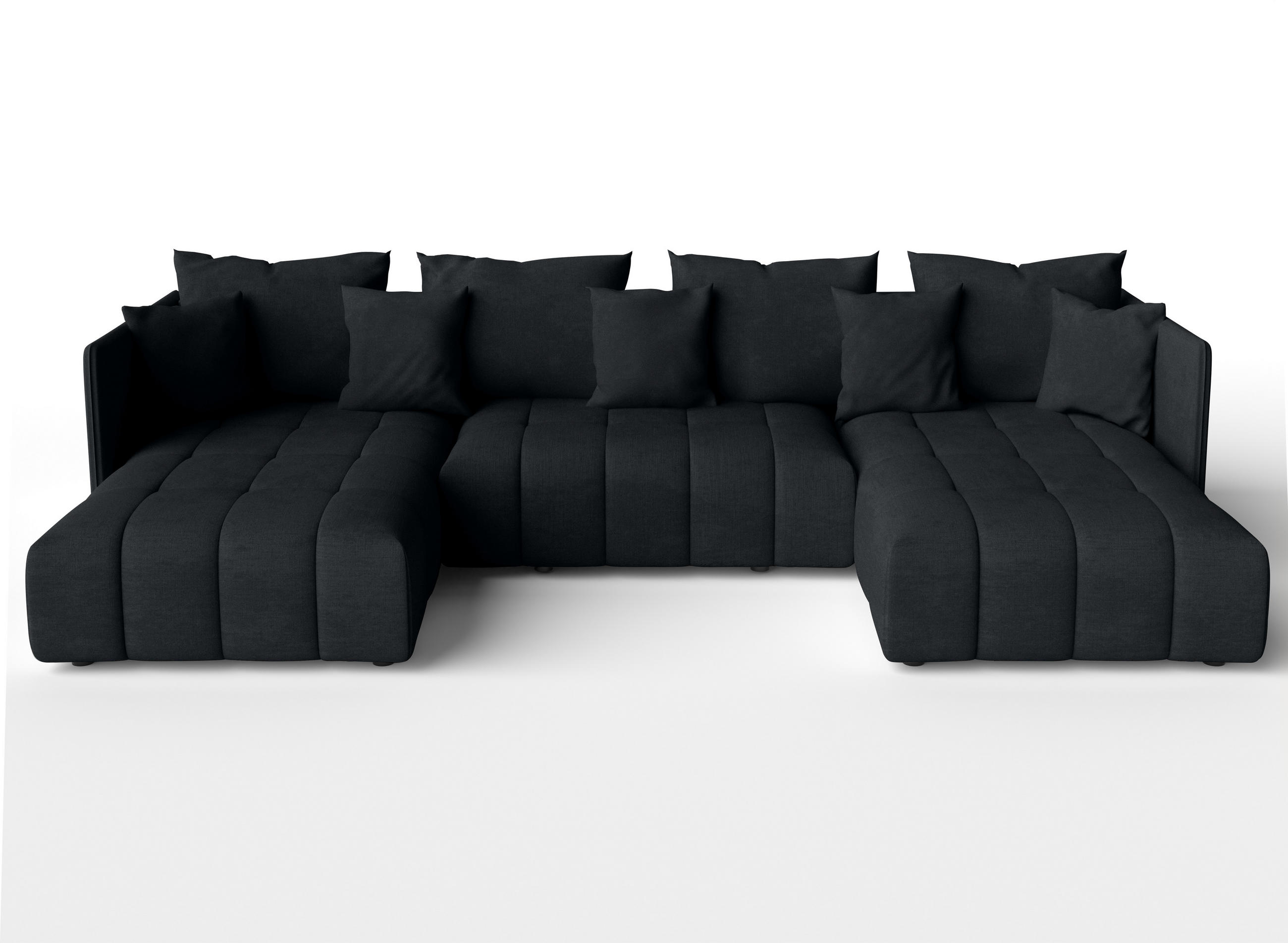 WOHNLANDSCHAFT Mersino Anthrazit 353/180/83 cm – Wohnlandschaft fürs Wohnzimmer - Schwarz, Kunststoff/Textil (353/83/180cm) - AX Living