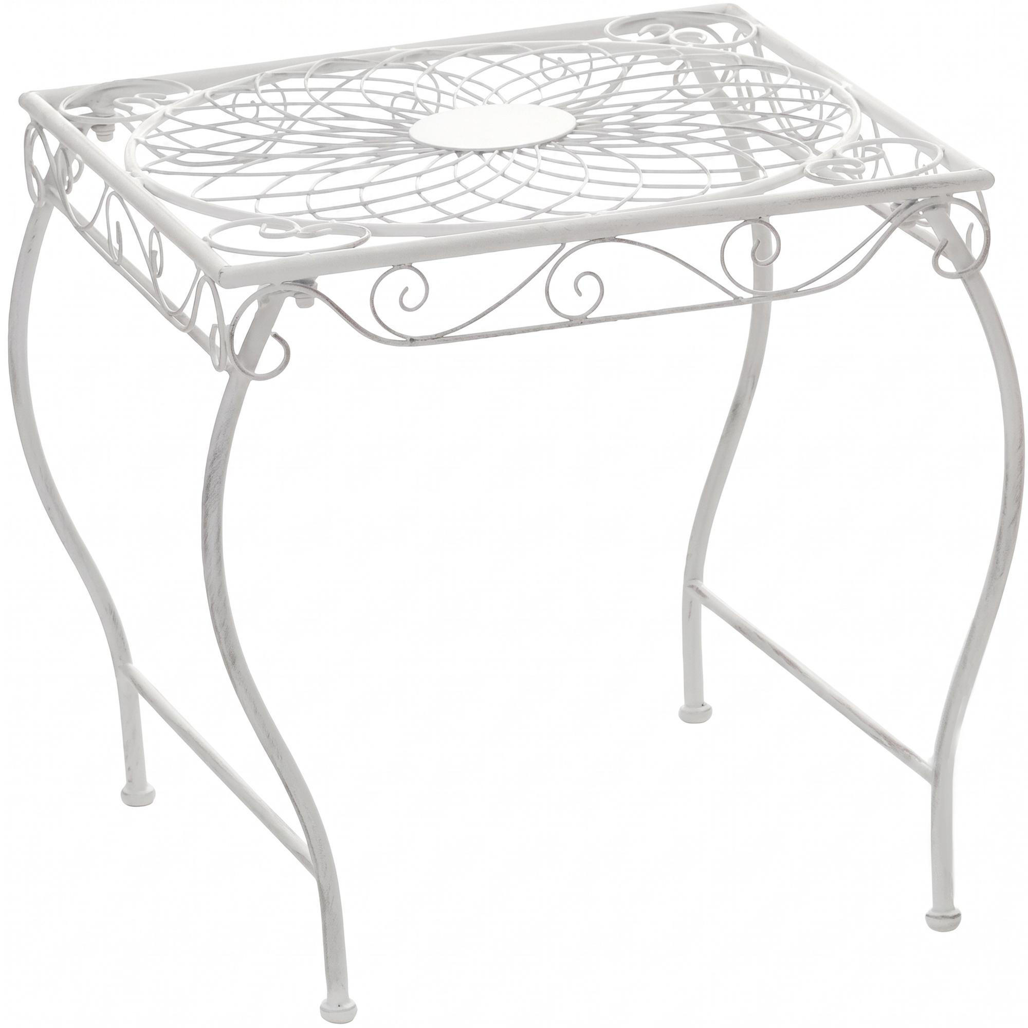 GARTENTISCH eckig 49/45/46 cm Metall Antik Weiß - Weiß, Metall (45/49/46cm) - CLP