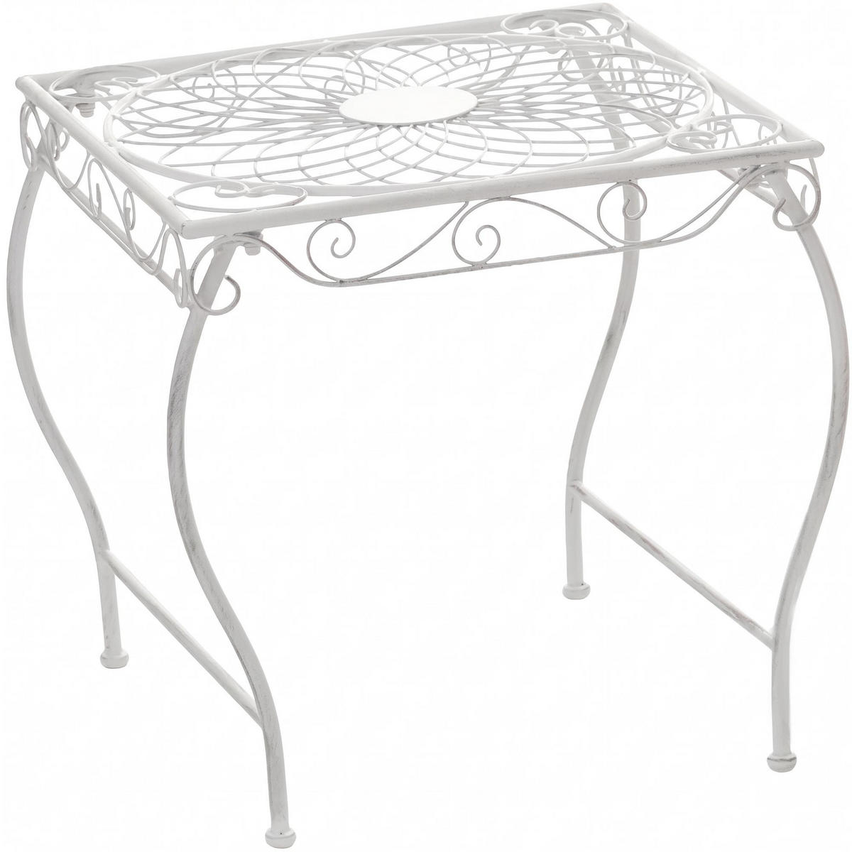 GARTENTISCH eckig 49/45/46 cm Metall Antik Weiß - Weiß, Metall (45/49/46cm) - CLP