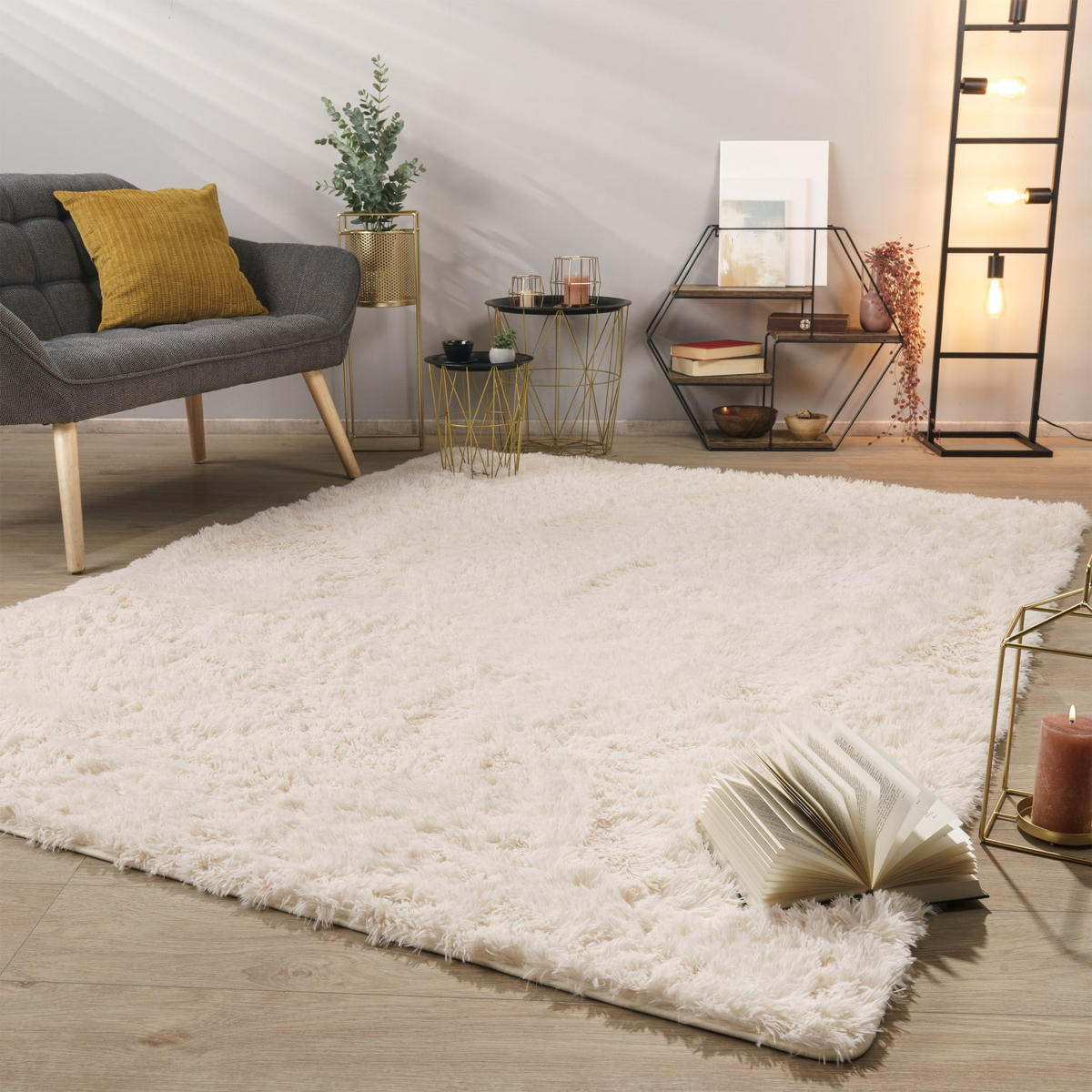 HOCHFLORTEPPICH Creme 60 x 100 cm - Creme, Kunststoff (60/100cm) - TT Home