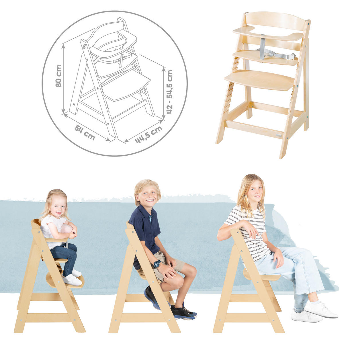 BABYHOCHSTUHL Born Up Luxe mit Neugeborenenaufsatz Natur - Naturfarben, Holzwerkstoff/Textil (46/94/66.5cm) - Roba