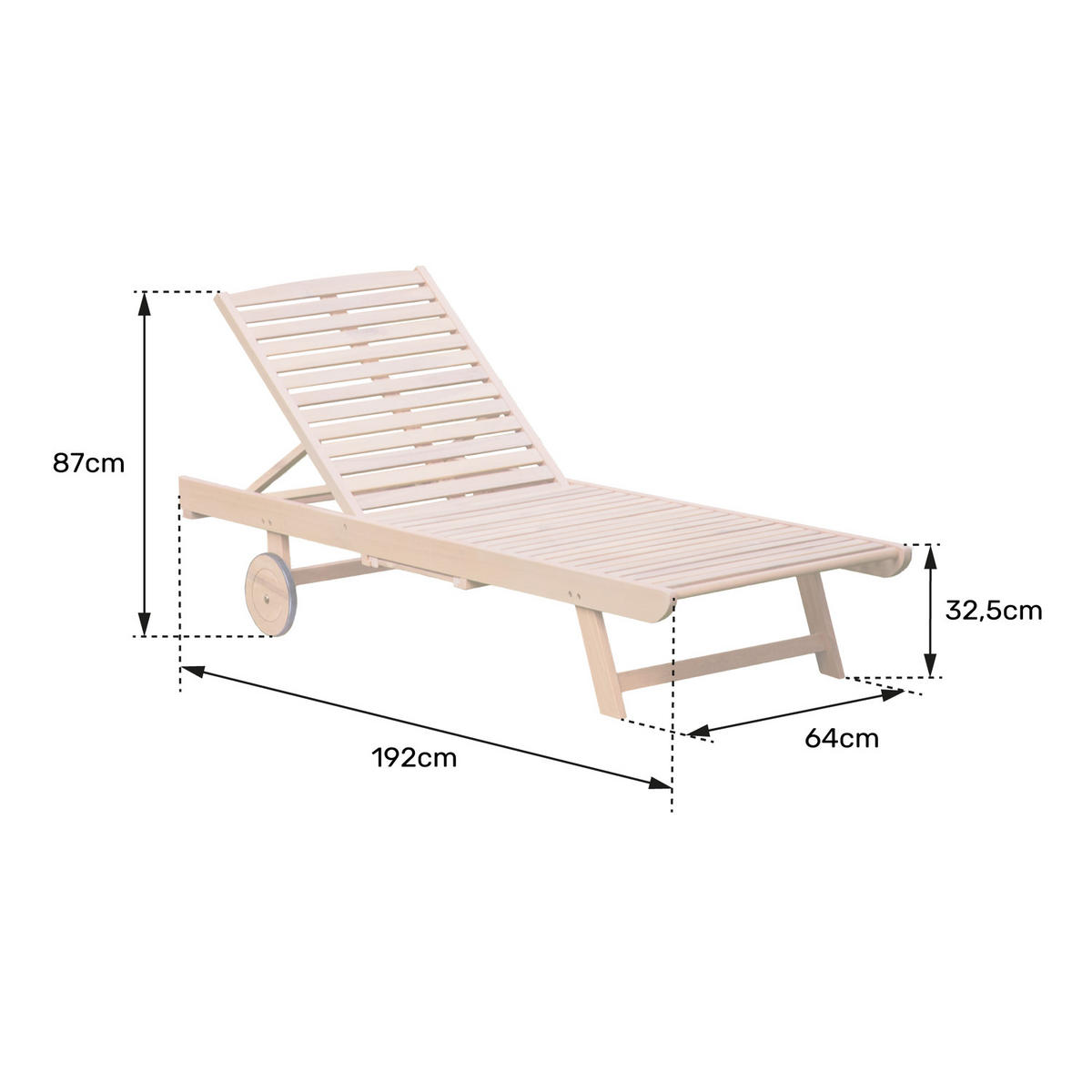 SONNENLIEGE Kanawa - Braun, Holz (64/87/196cm) - Happy Garden
