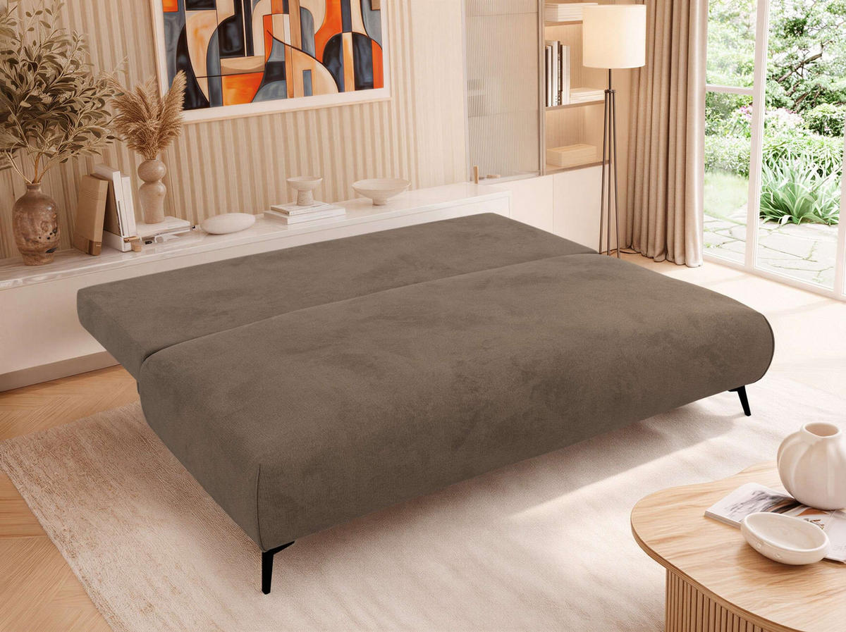 TŘÍMÍSTNÁ POHOVKA VIRENO - Hnědá Samet - černá/hnědá, kov/textil (197/95/102cm) - MKS