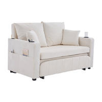 SCHLAFSOFA aus chenille mit bettfunktion, usb-anschluss & becherhaltern - Beige, Textil (139/83/73cm) - Urban Meuble