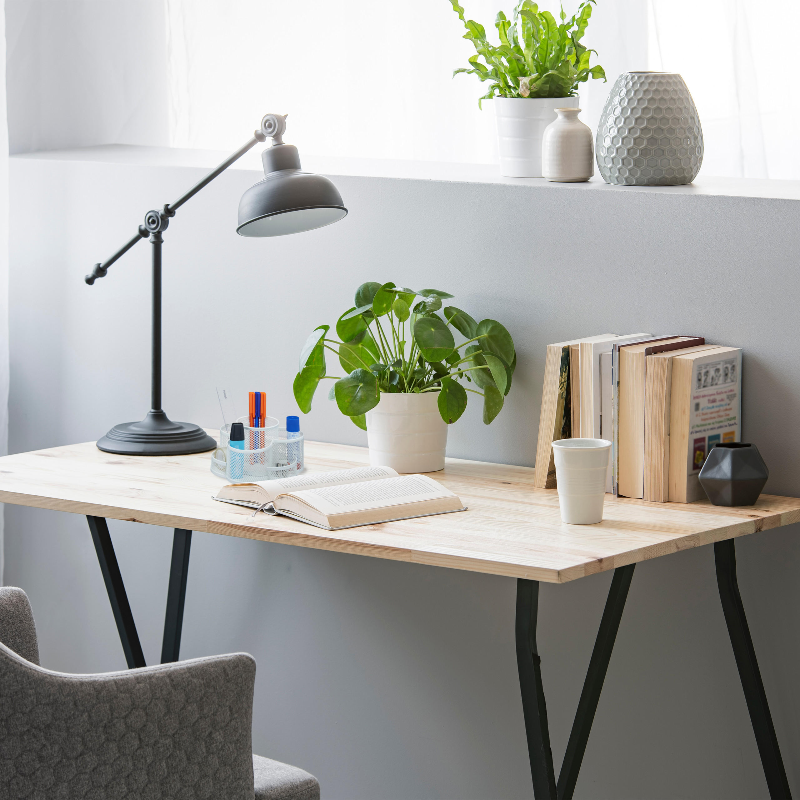 STIFTEHALTER - Weiß, Metall (17/16/10.5cm) - Relaxdays