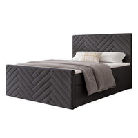 BOXBETT NEREA PLUS 200/200 cm mit Matratze und Topper, Dunkelgrau - Dunkelgrau, Holzwerkstoff/Textil (200/200cm) - Idohome