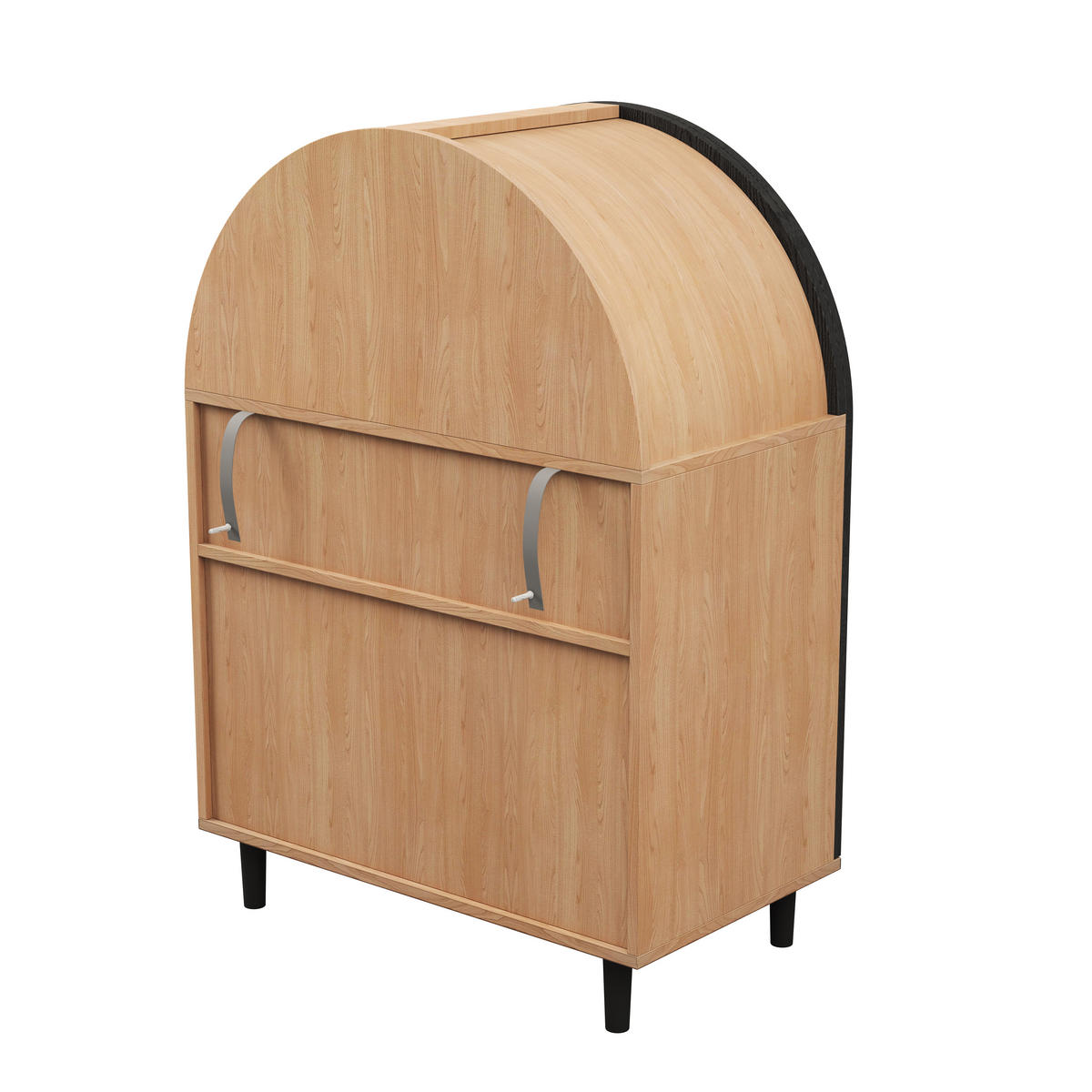 SCHUHKIPPER in Natur/Schwarz mit Bogen-Design - Schwarz, Holzwerkstoff (70/100/40cm) - Urban Meuble