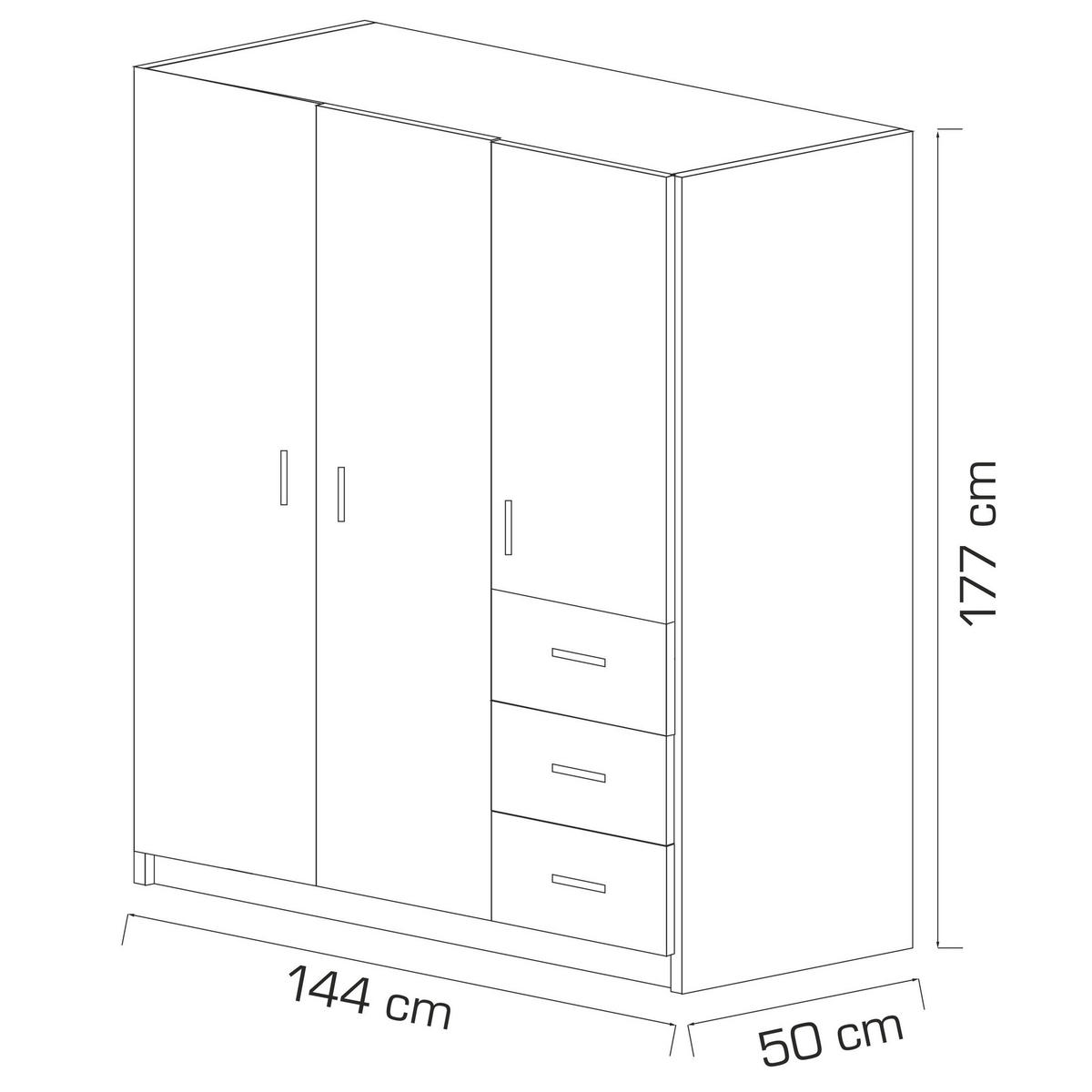 DREHTÜRENSCHRANK PINELLO 114/177/50 cm 3-türig Weiß - Weiß, Holzwerkstoff (114/177/50cm) - MASSENO