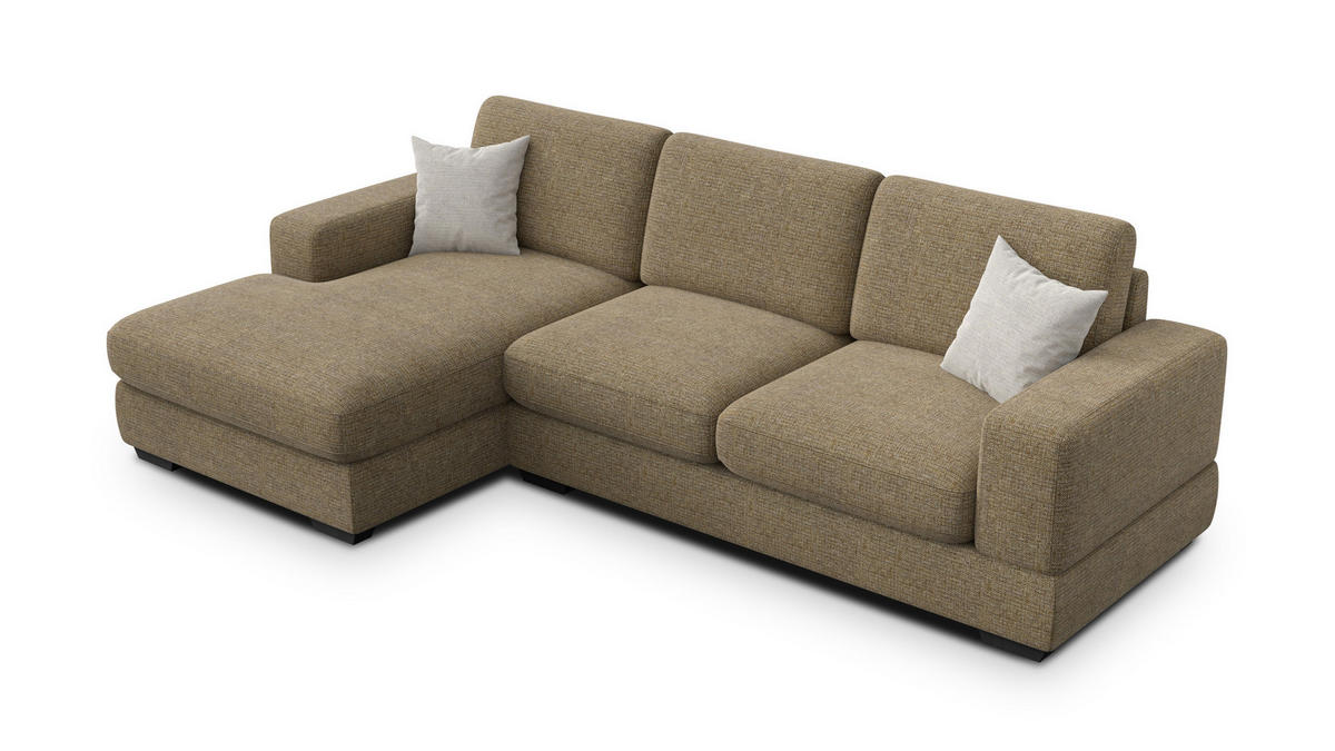ECKSOFA OTTO 4-Sitzer, taupe - Taupe/Schwarz, Holz/Textil (279/159cm) - Courtois Laville