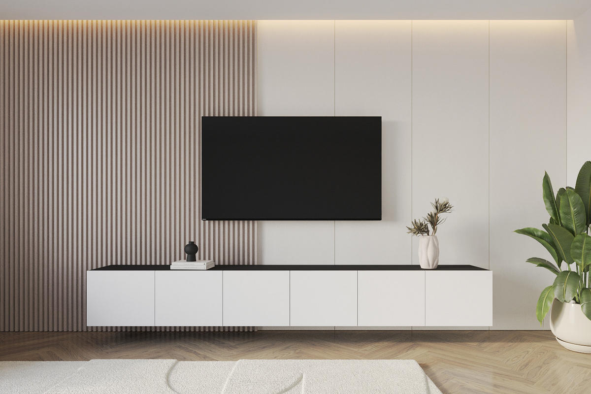 LOWBOARD ELIO-W 3x100x40x41 cm - Schwarz / Weiß - Schwarz, Holzwerkstoff (300/40/41cm) - ALTDECOR