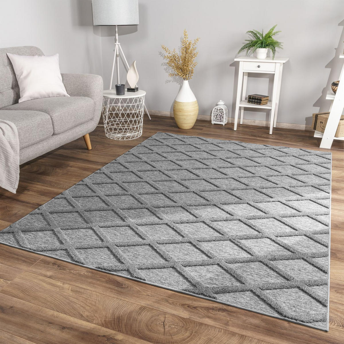 FLACHWEBETEPPICH Skandinavisch Hellanthrazit 80 x 150 cm - Grau, Kunststoff (80/150cm) - TT Home