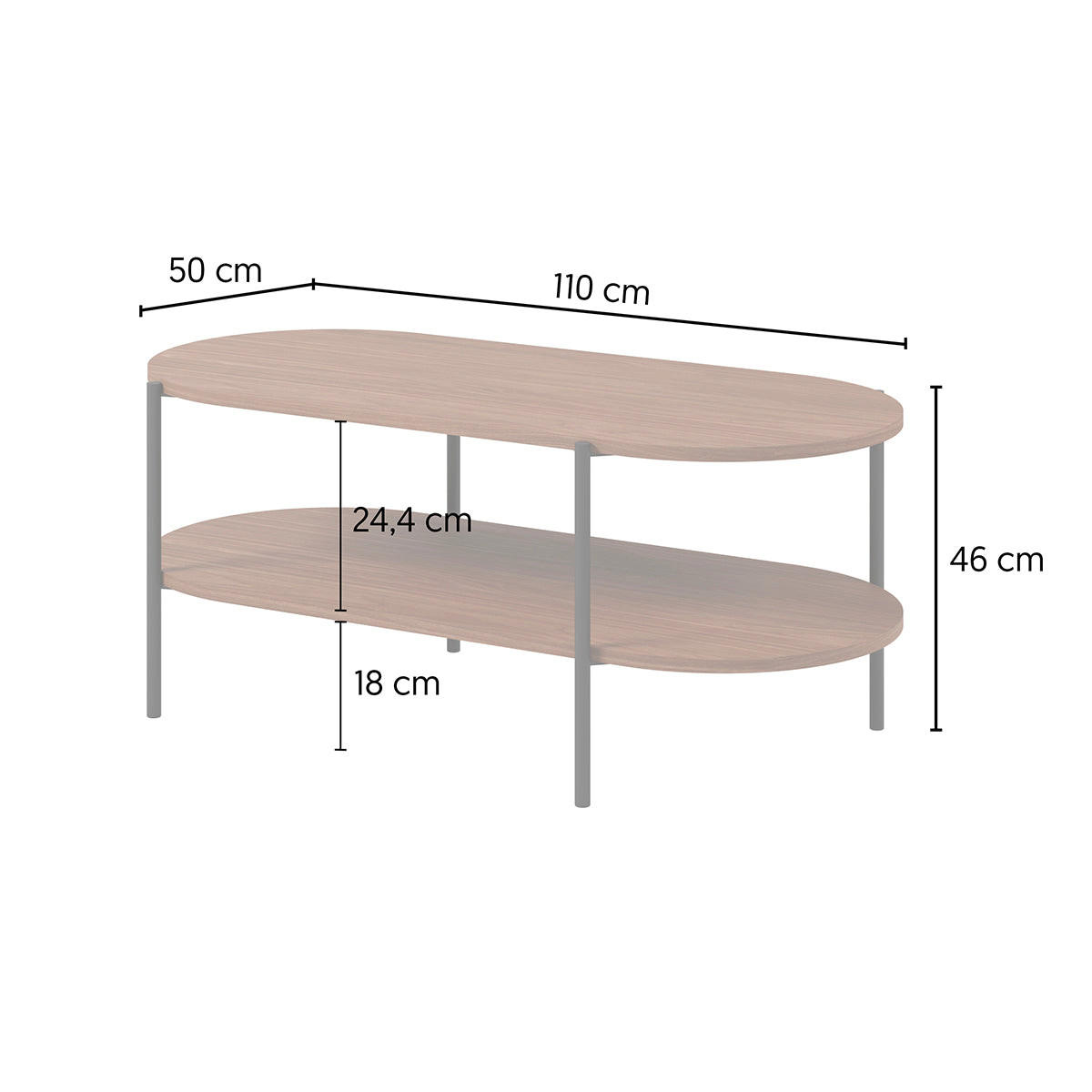 KLUBSKA MIZA Canopée Les - rjava, leseni material (50/110/46cm) - Petits-meubles
