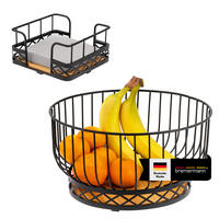 OBSTKORB mit Serviettenhalter, Bambus, Metall, schwarz - Schwarz, Metall (29/15cm) - bremermann