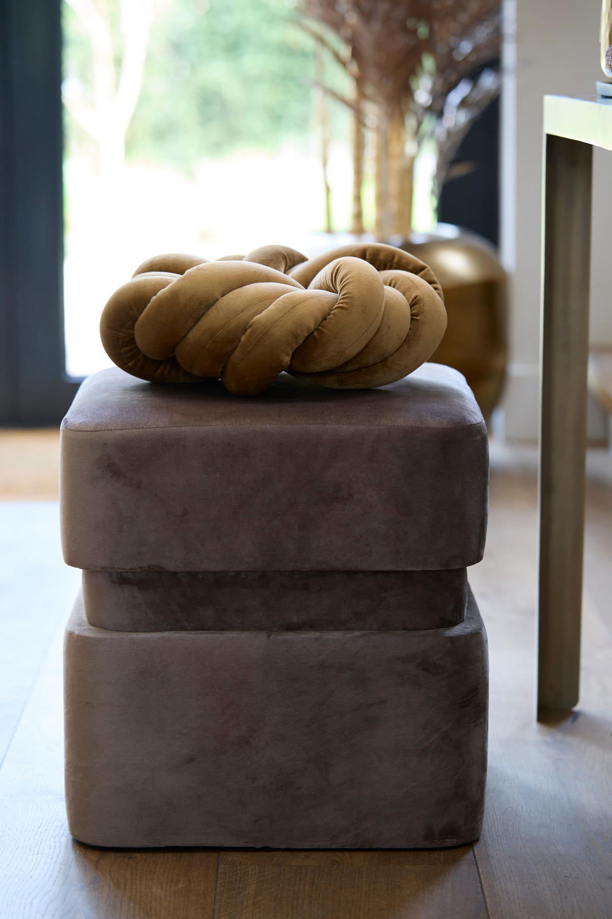 POUF Piazza Grau 40/40/42,5 cm - Grau, Textil (40/42.5/40cm) - Light & Living