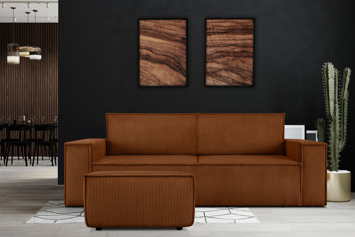 SITZPOUF NAPI gefederte Sitzfläche, rot - Rot/Schwarz, Textil (83/45/83cm) - KONSIMO®