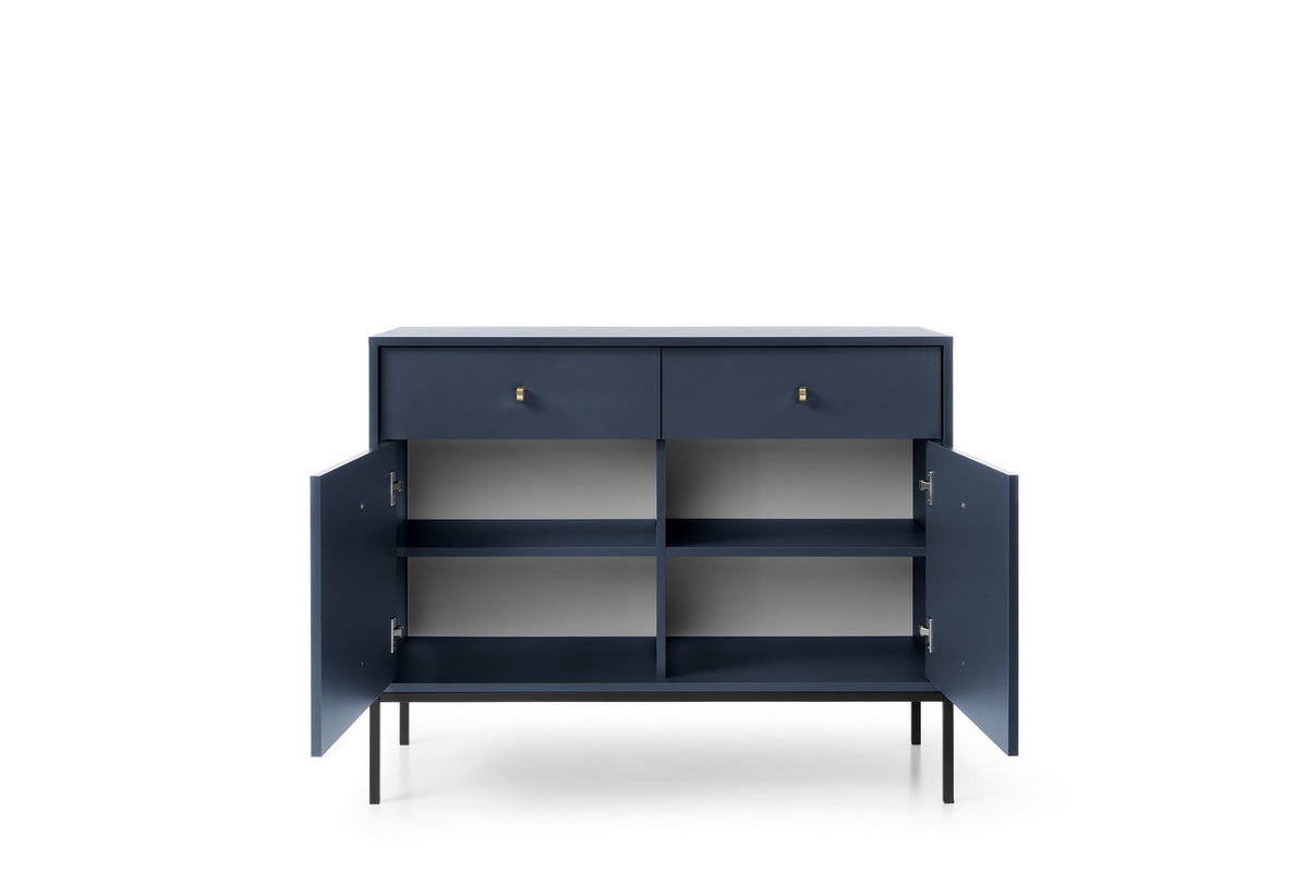 KOMMODE Melody II 2D2S Dunkelblau + Schwarz - Schwarz/Dunkelblau, Holzwerkstoff (104/83/39cm) - Möblo