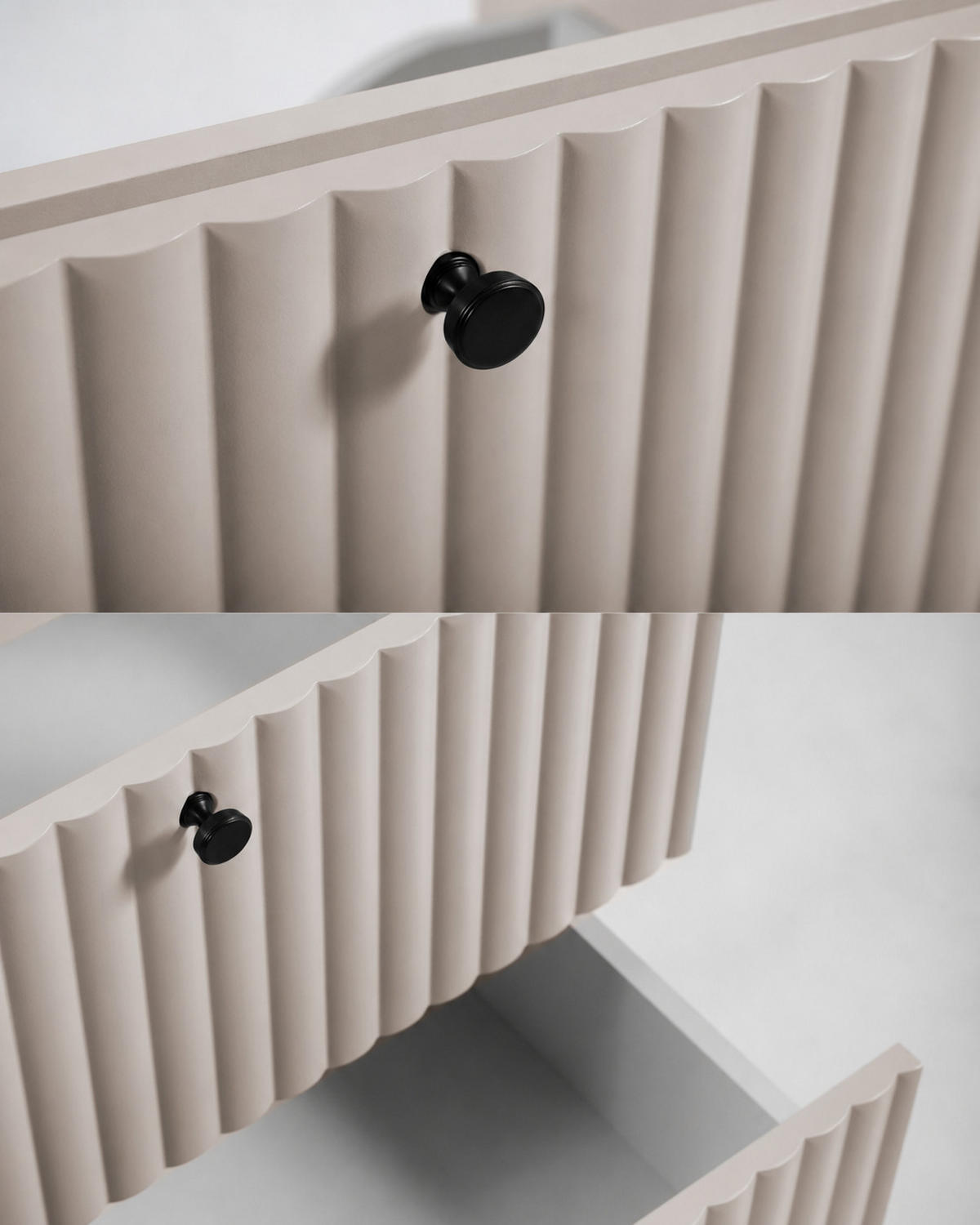 BADEZIMMERSCHRANK: Kaschmir / Platte Nusseiche / Griffe Schwarz / Beine Schwarz, 60 x 44,4 x 73,6 cm - Kaschmir/Schwarz, Holzwerkstoff (60/73.6/44.4cm) - 3XE LIVING