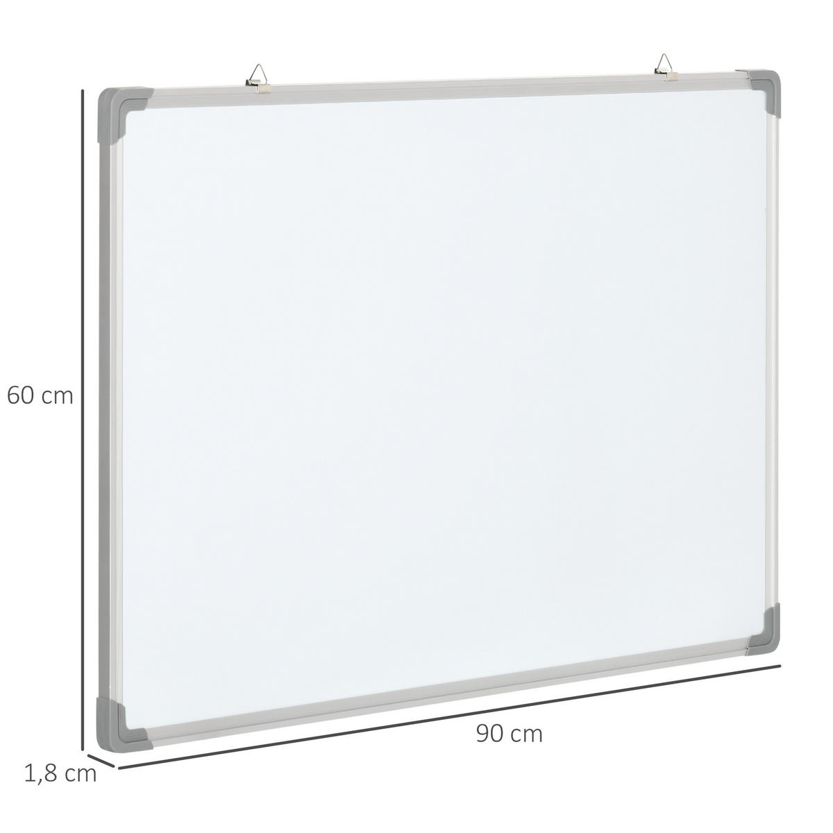 MAGNETISCHES Whiteboard, Magnettafel, Magnetboard, Trocken Abwischbar 90 x 60 cm - Weiß, Kunststoff (60/1.8/90cm) - HOMCOM