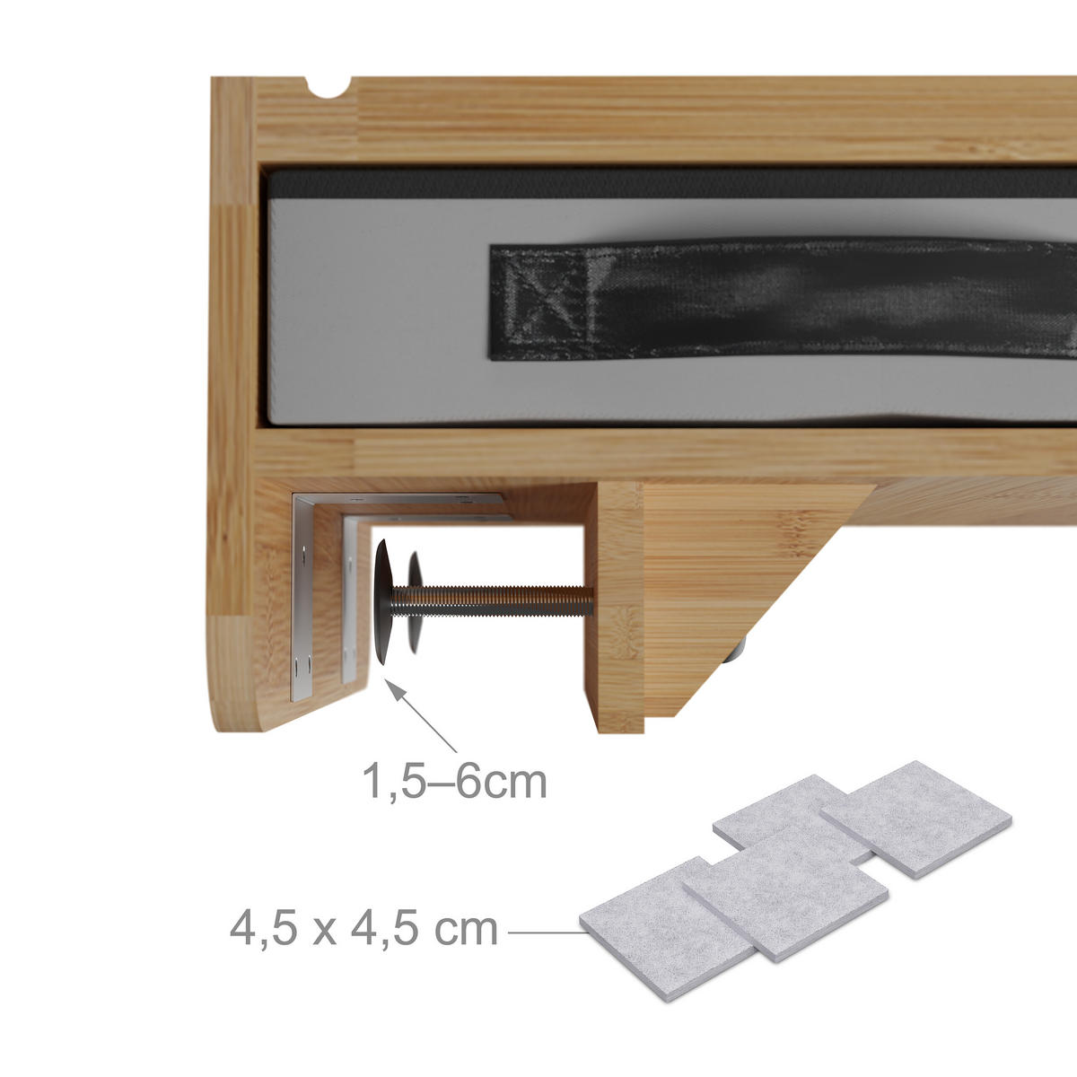 NACHTTISCH - Hellbraun, Holz/Textil (37/14/26.5cm) - Relaxdays