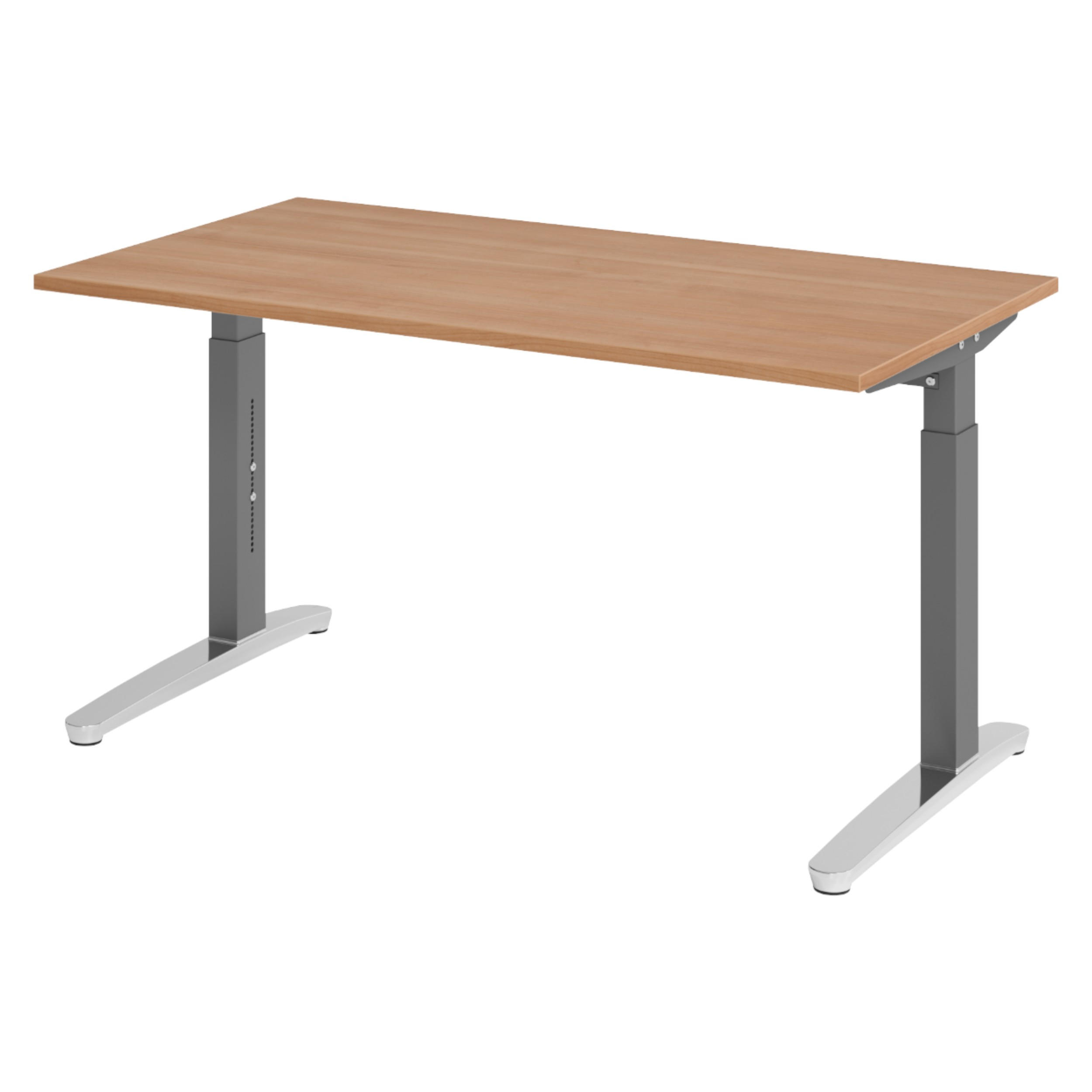 SCHREIBTISCH Serie-XB 80/140/74 cm in Nussbaumfarben/Graphitfarben/Alu poliert - Silberfarben/Nussbaumfarben, Holzwerkstoff (80/140/74cm) - bümö