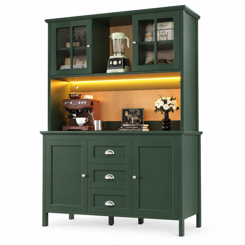KÜCHENSCHRANK mit LED 120 x 40 x 179 cm MDF Grün - Grün, Holzwerkstoff (40/179/120cm) - Meubliv