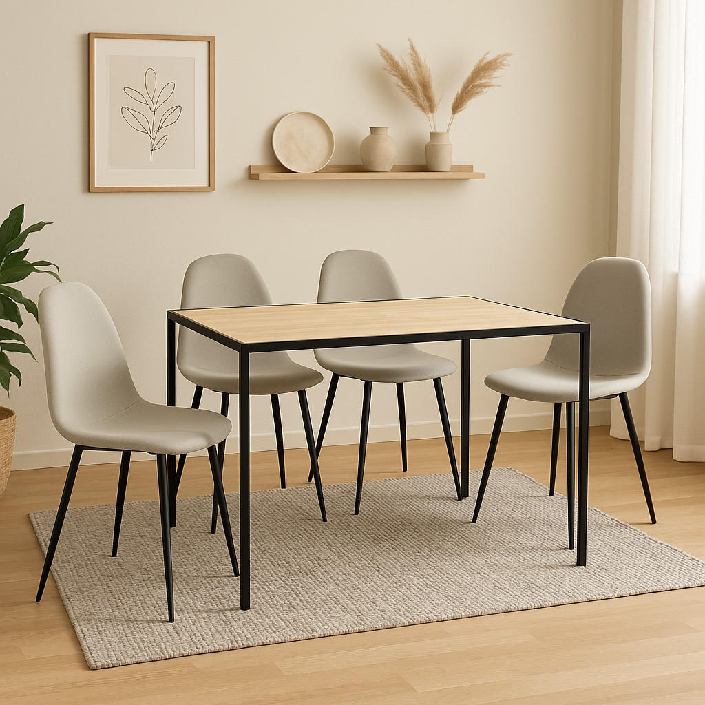 Thumbnail - Urban Meuble Esstisch, Beige, Holz, Metall, Holz Optik, Rechteckig, 75x75x120 cm, Esszimmer, Tische, Esstische