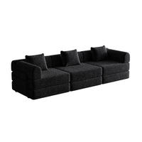 SCHLAFSOFA 2-in-1 aus Chenille mit Armlehnen-Staufach - Schwarz, Textil (183.8/69.8/91.4cm)