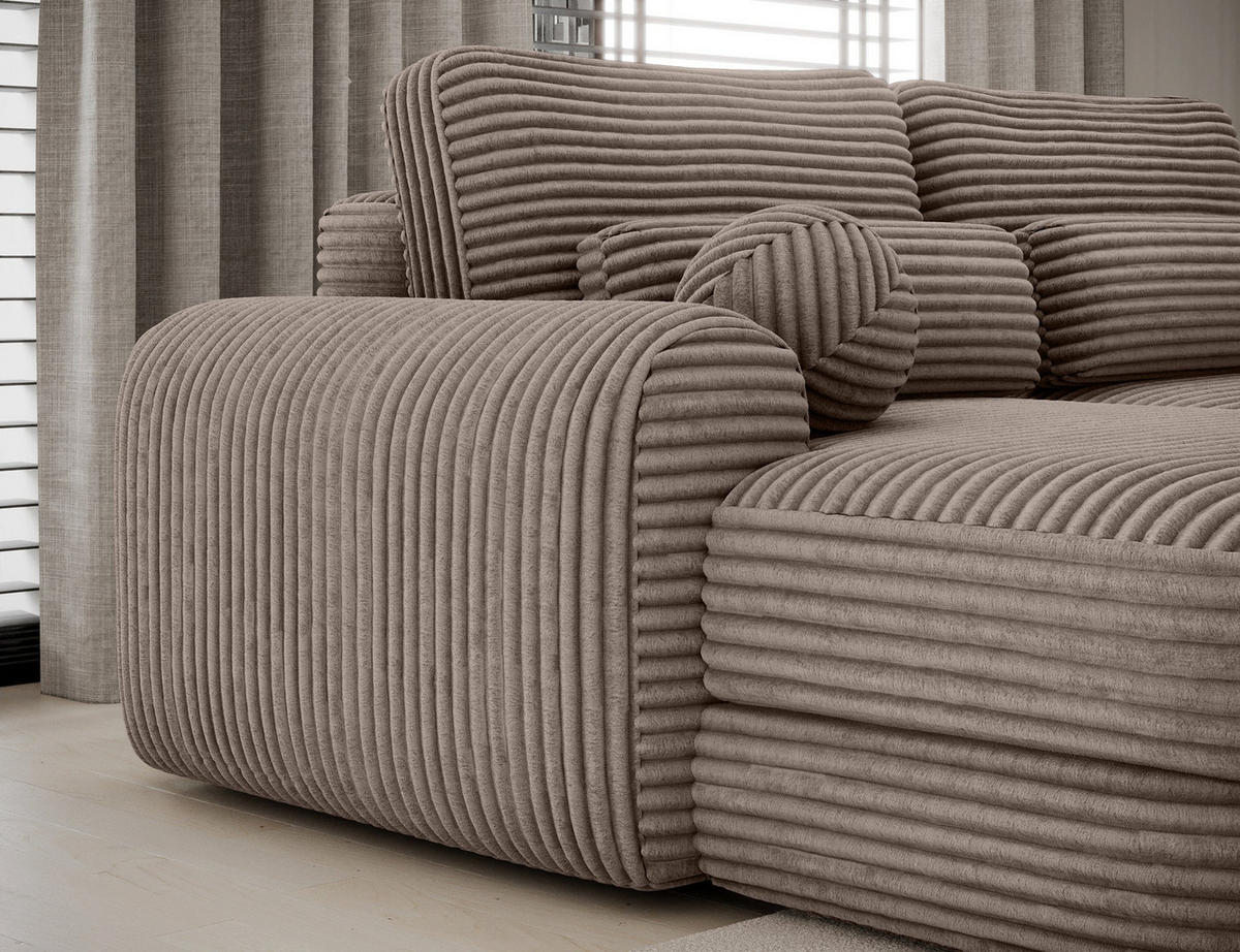 ECKSOFA RIPELI L-Form mit Schlaffunktion & Bettkasten – Modernes 3-Sitzer Sofa, Wellenfederung, 217 × 175 cm - Hellbraun/Schwarz, Kunststoff (217/175cm) - Wohnideebilder