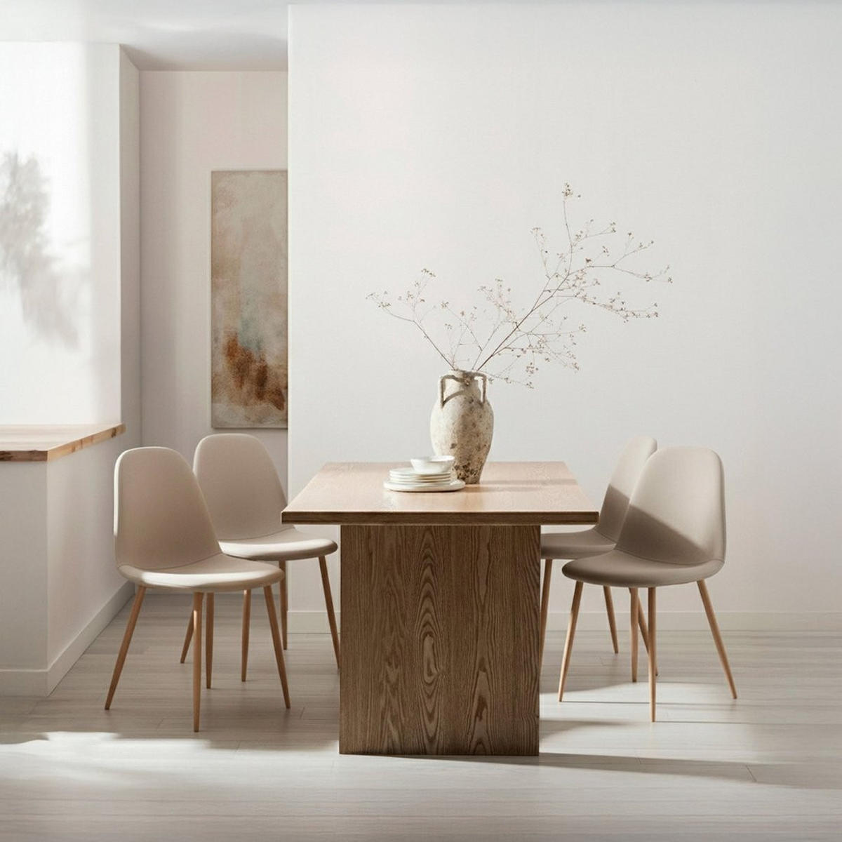 ESSZIMMERSTUHL Elia Beige 44 cm x 84 cm 4er-Set - Beige, Leder (44/84/52cm) - Klast Home