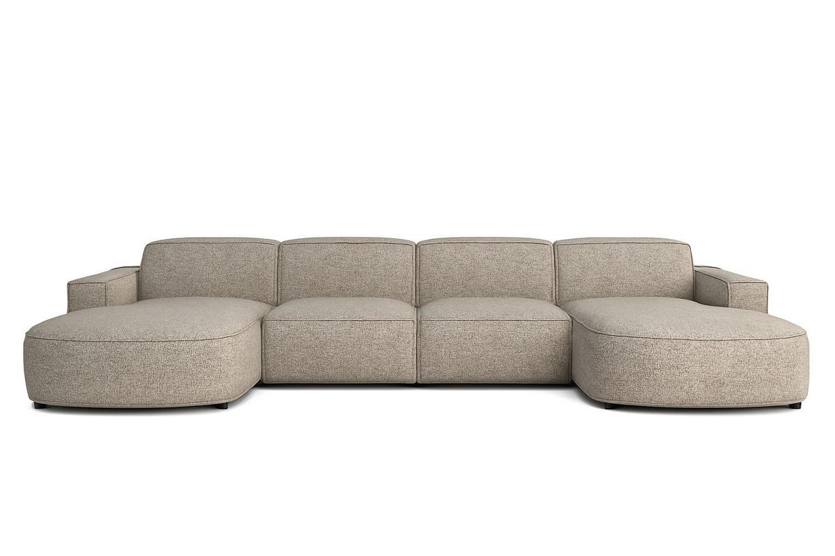 ECKSOFA Cursal Round U-Form, Stoff Artico, Beige - Beige, Holz (364/166cm) - Kaiser Möbel