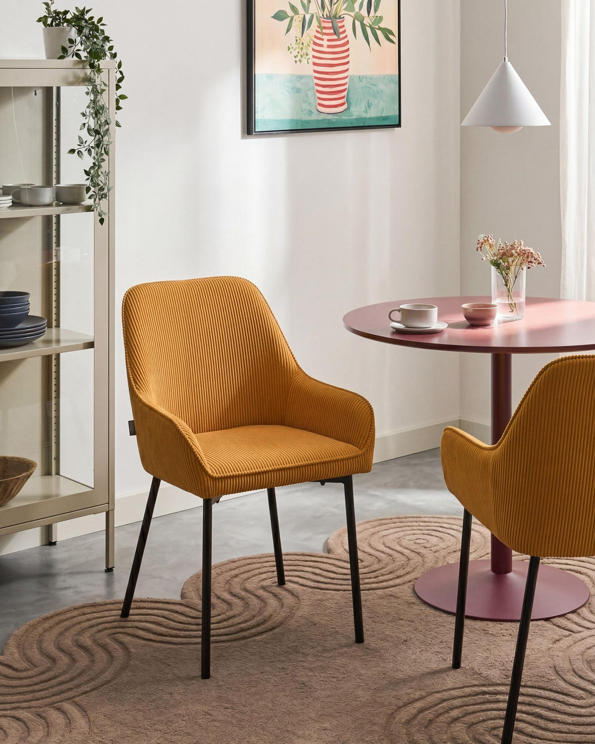 ÉTKEZŐSZÉK 2 darabos Szett Kordbársony Sárga Loverna - sárga, textil/fém (54/87/63cm) - Beliani