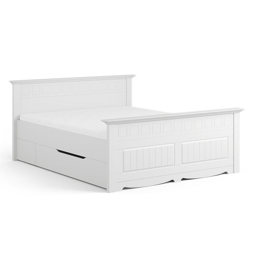 BETT Belluno Elegante Kiefer weiß lackiert 140 / 214 / 95cm - Weiß, Holz (120/200cm) - Feldmann-Wohnen