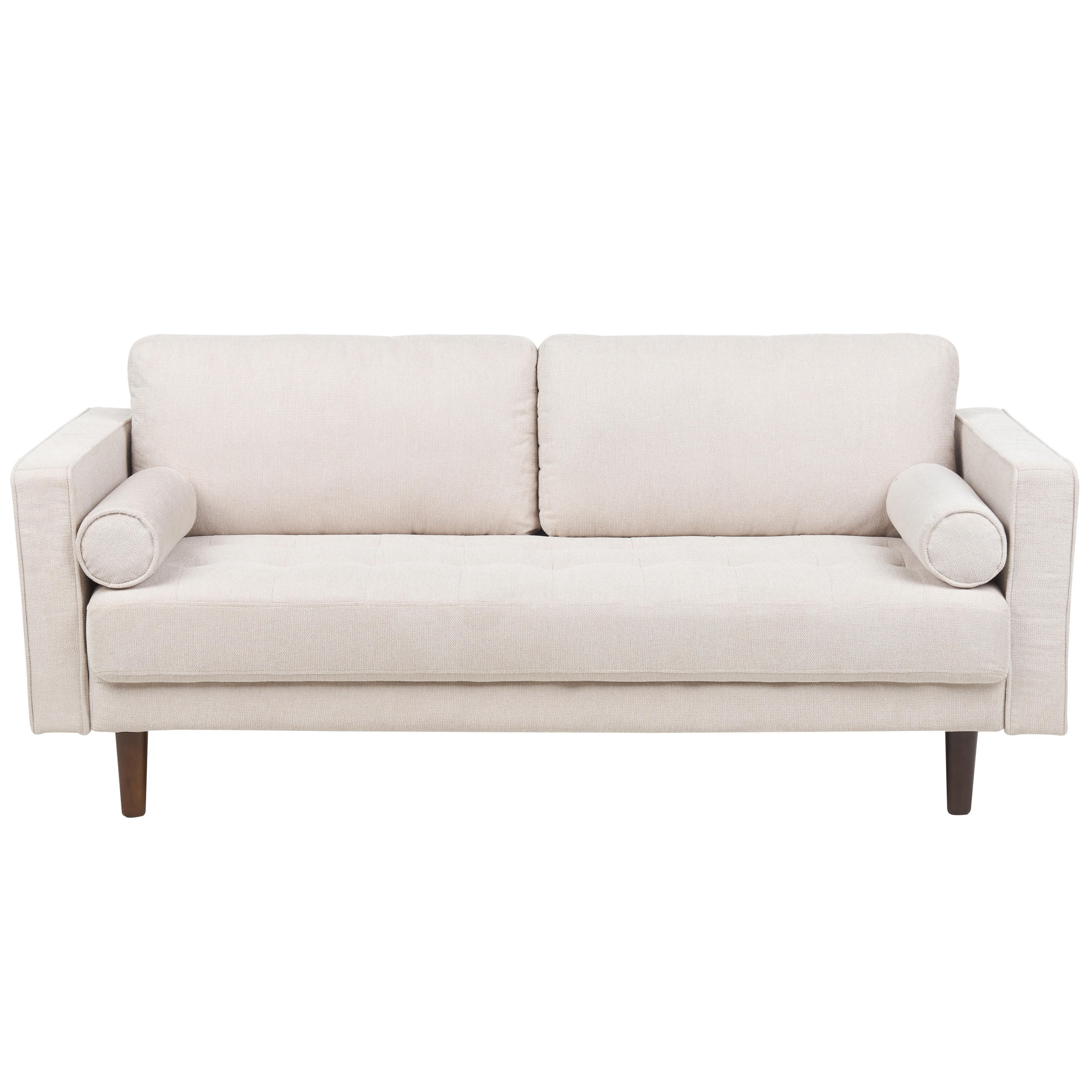3-SITZER-SOFA hellbeige Nurmo - Dunkelbraun/Beige, Textil (177/78/74cm) - Beliani