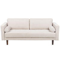 3-SITZER-SOFA hellbeige Nurmo - Dunkelbraun/Beige, Textil (177/78/74cm) - Beliani