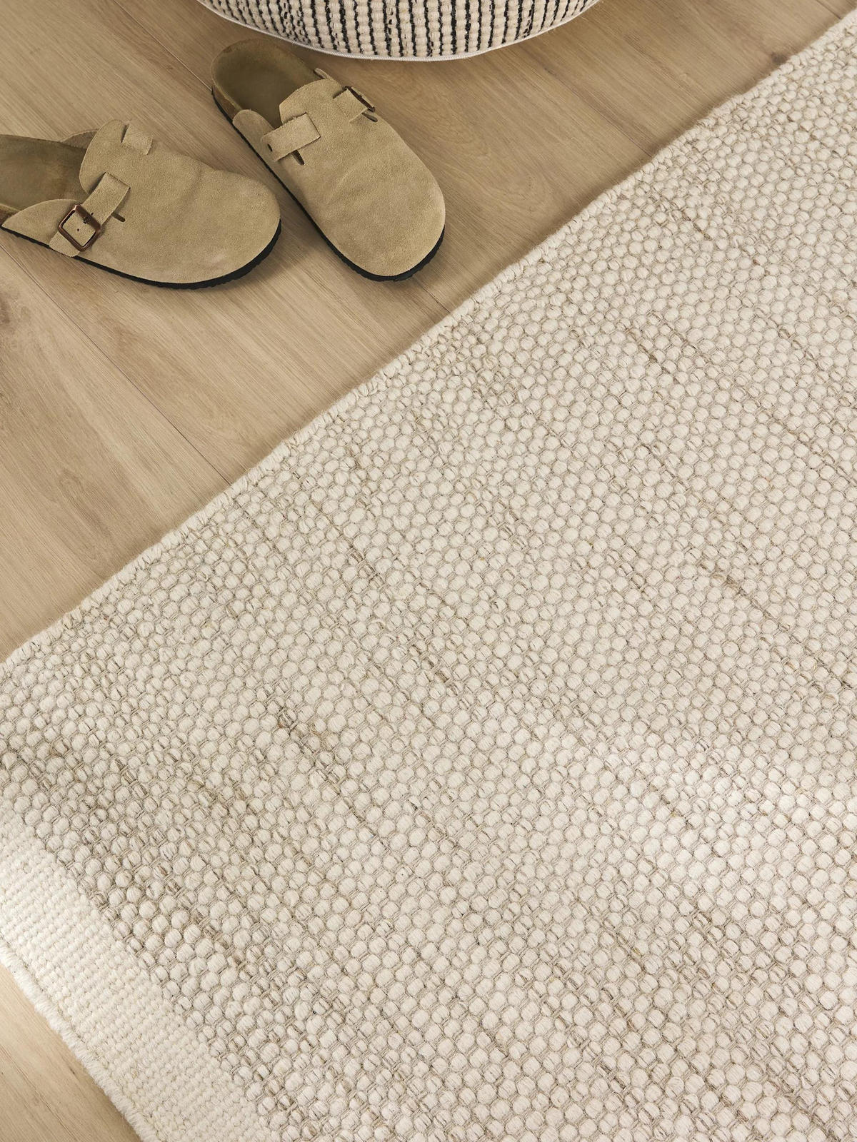 WOLLTEPPICH-LÄUFER Rocco Cream 80x250 cm - Creme, Naturmaterialien/Textil (80/250cm) - benuta Pure